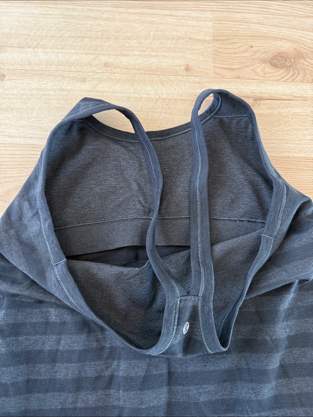 lululemon athletica Black and Charcoal Striped Racerback Tank - Picture 3 of 3